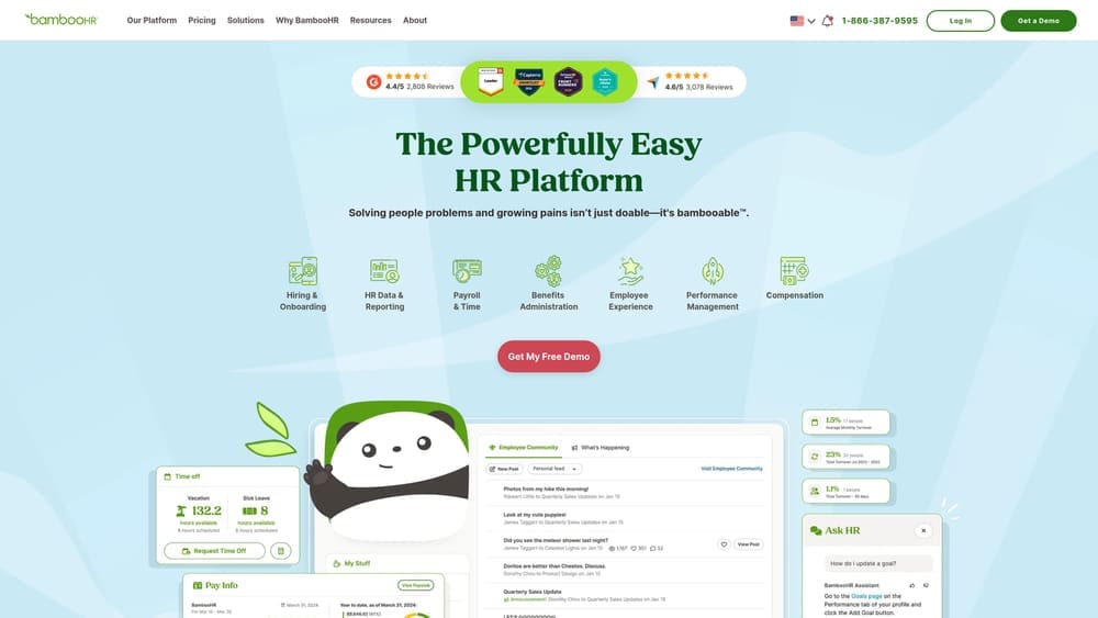 Screenshot of BambooHR website