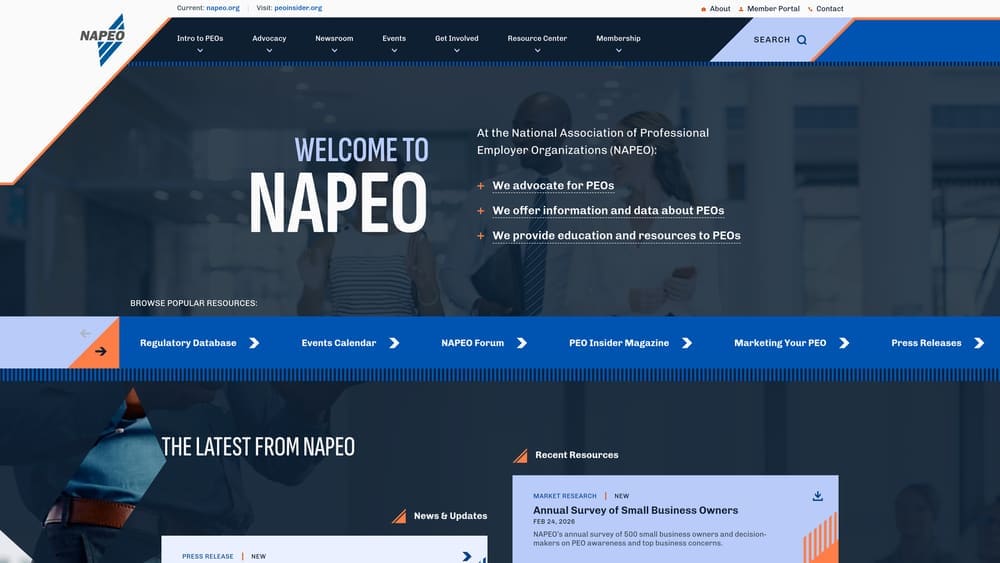 Screenshot of NAPEO website