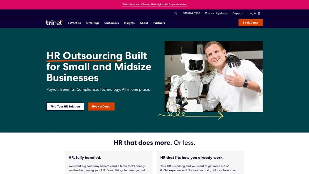 Screenshot of TriNet website