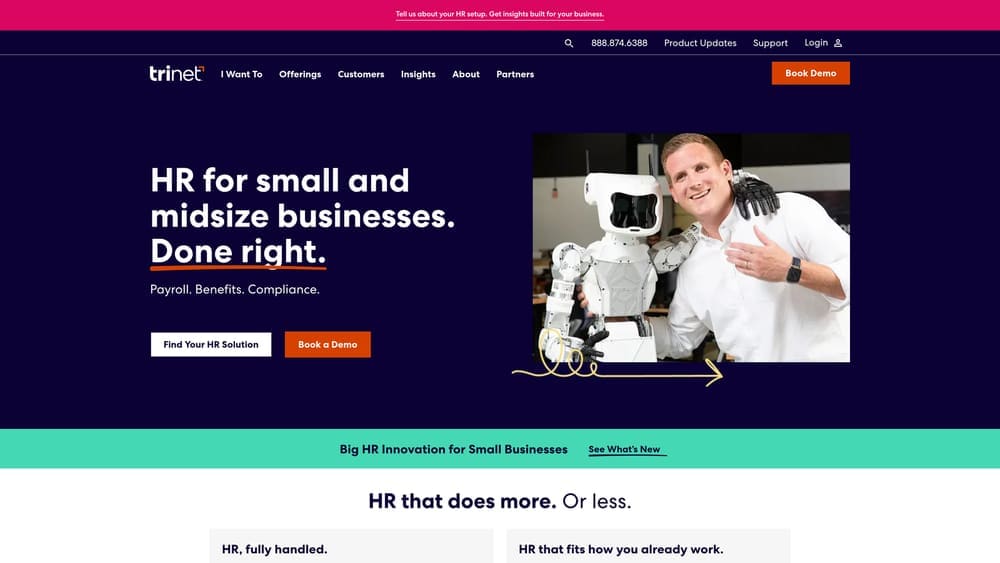 Screenshot of TriNet website
