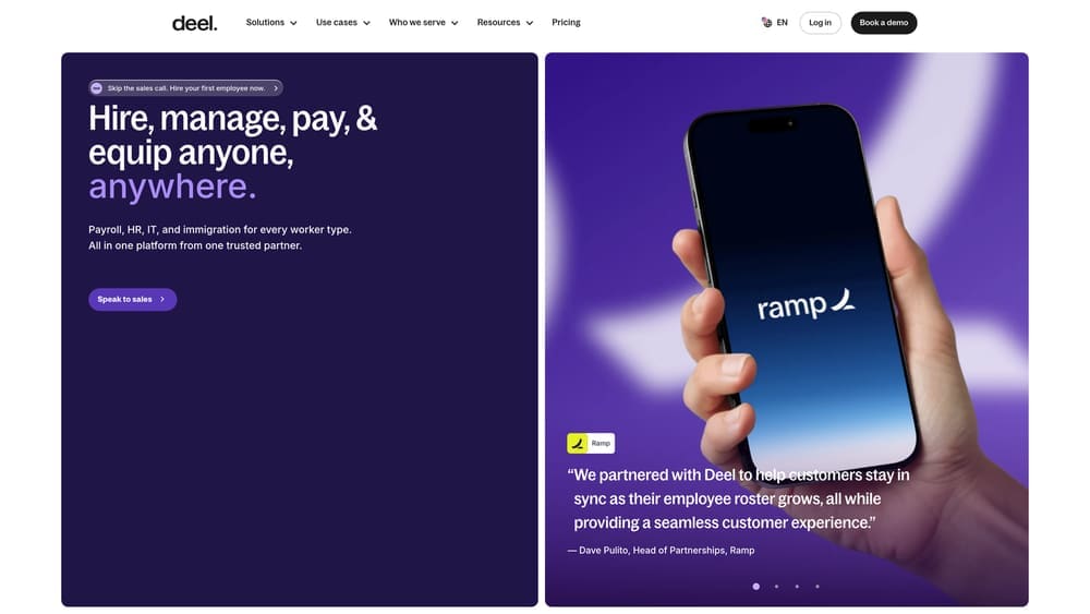Screenshot of Deel website