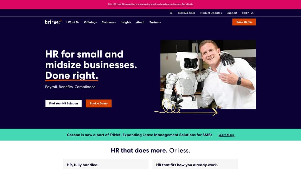Screenshot of TriNet website