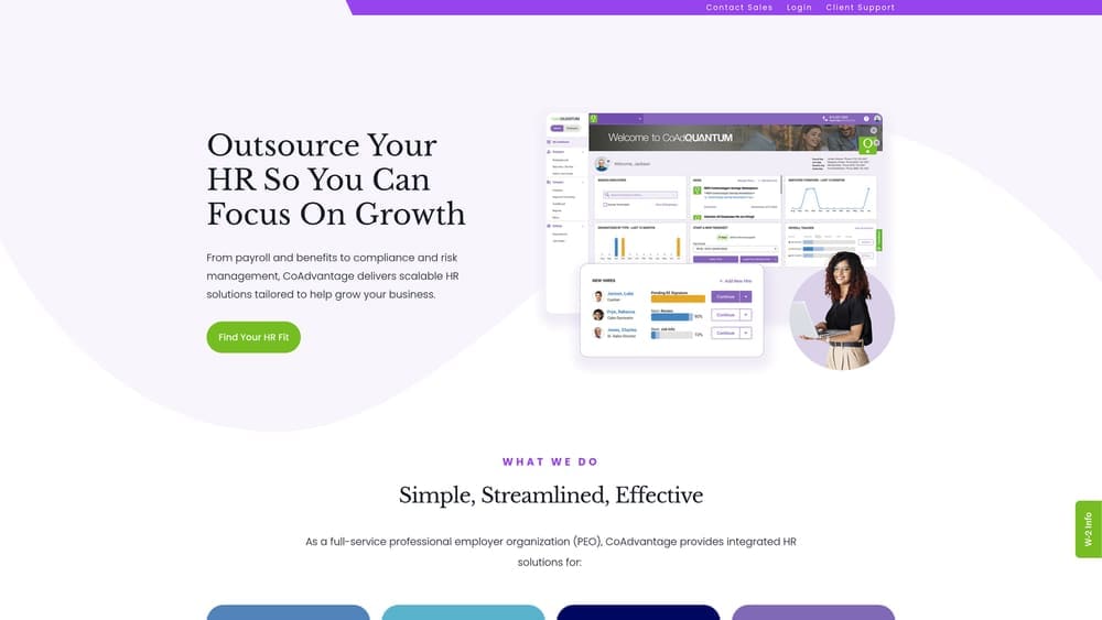 Screenshot of CoAdvantage website