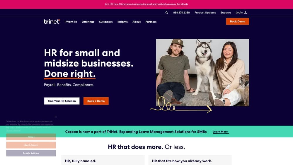 Screenshot of TriNet website