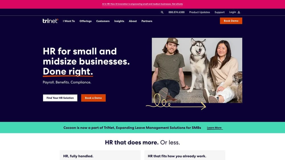 Screenshot of TriNet website