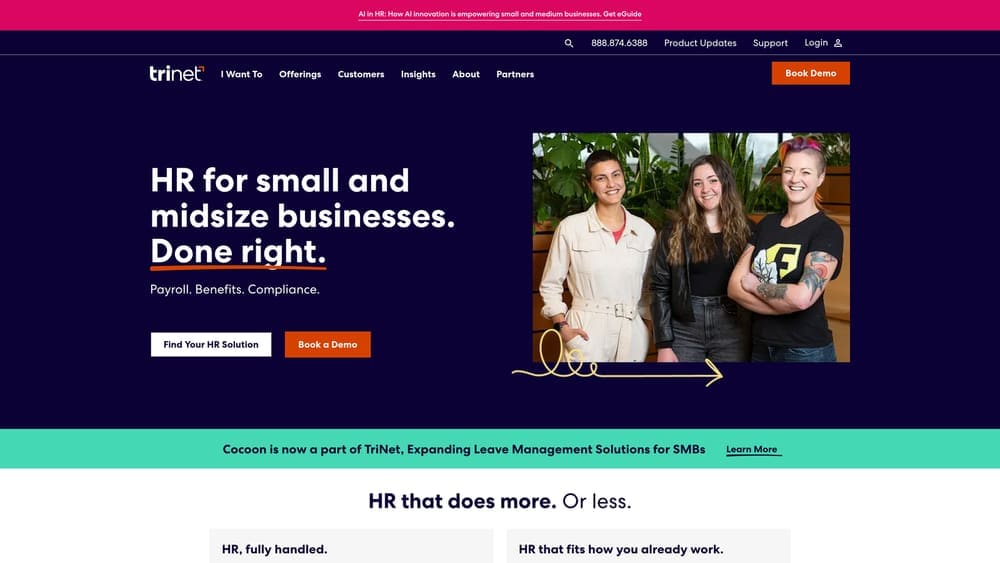 Screenshot of TriNet website