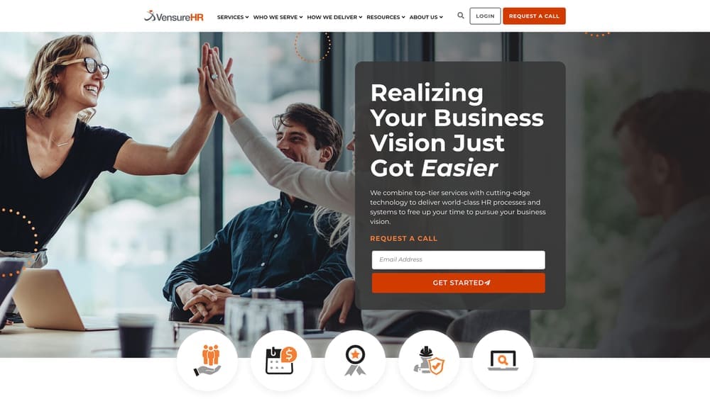Screenshot of Vensure Employer Services website