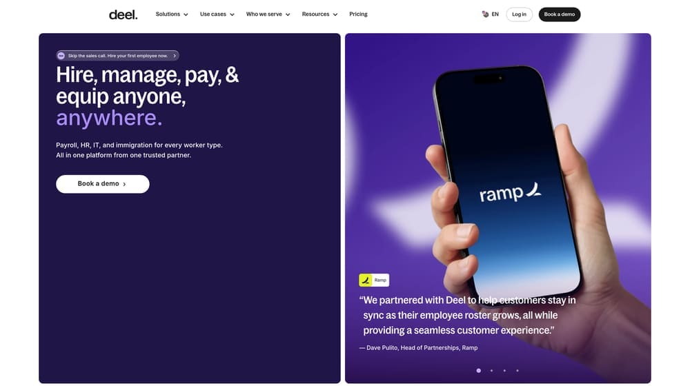 Screenshot of Deel website