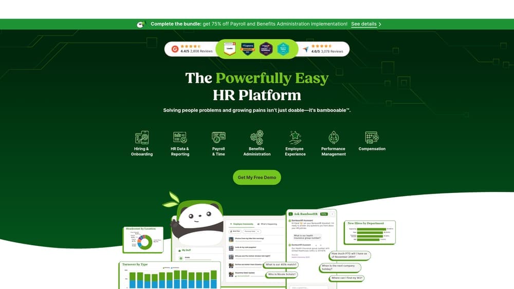 Screenshot of BambooHR website