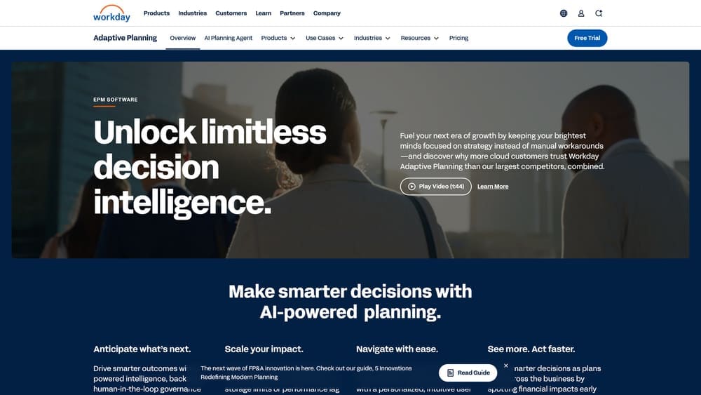 Screenshot of Workday Adaptive Planning website