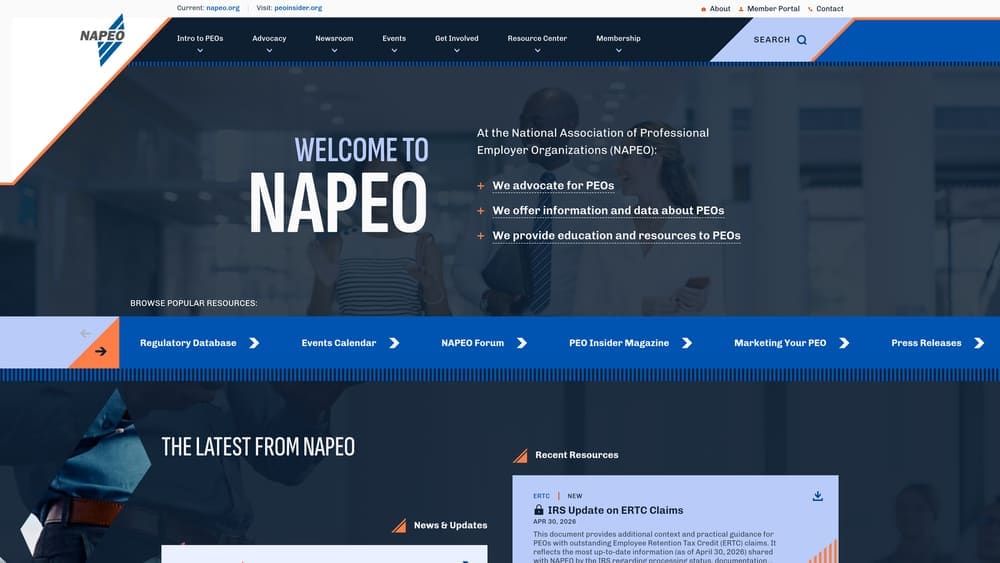 Screenshot of NAPEO website