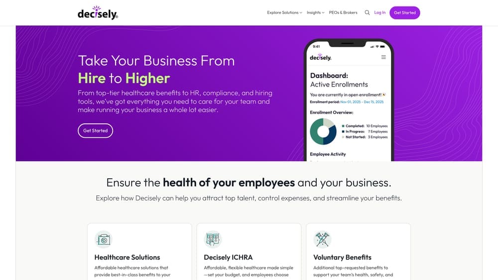Screenshot of Decisely website