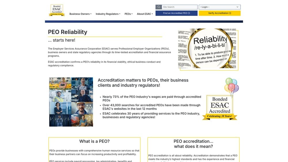 Screenshot of ESAC Accreditation Verification website