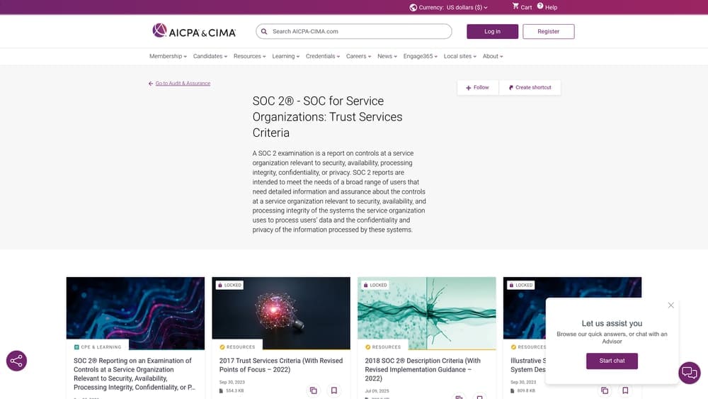 Screenshot of SOC Report Request Process website