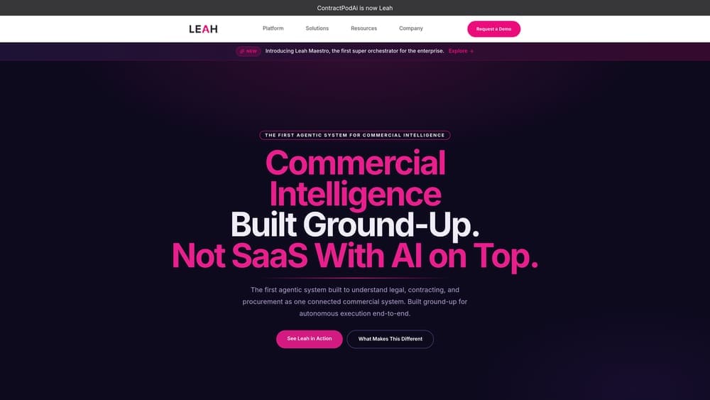 Screenshot of ContractPodAi website