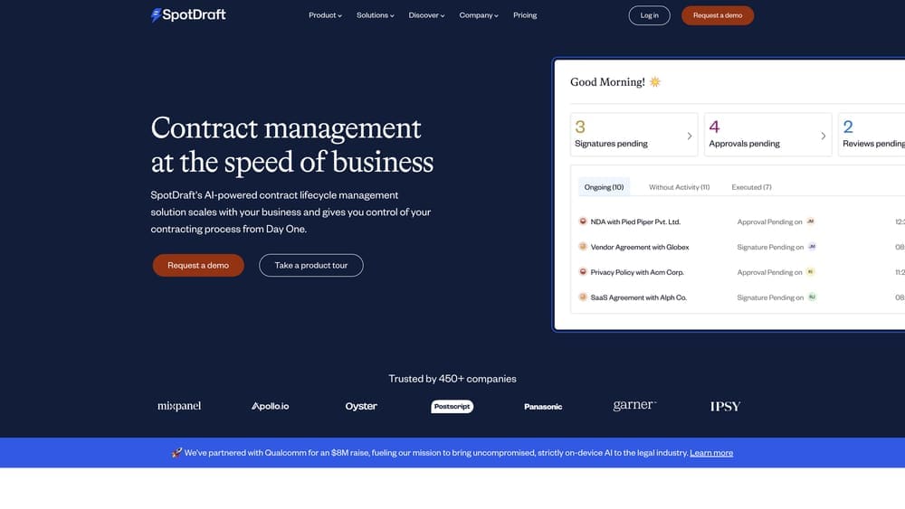 Screenshot of SpotDraft website