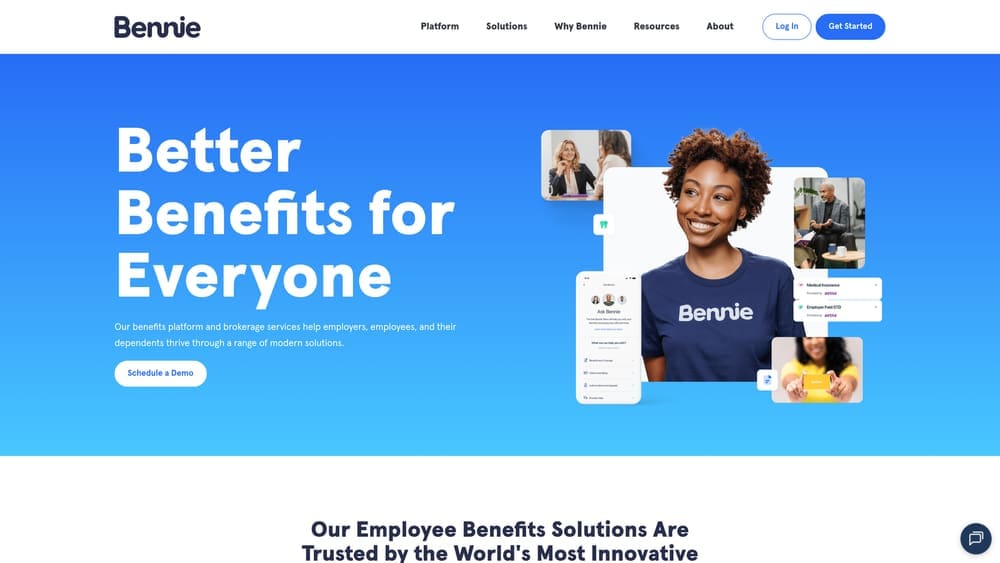 Screenshot of Bennie website