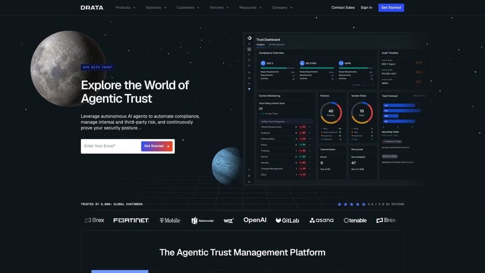 Screenshot of Drata website