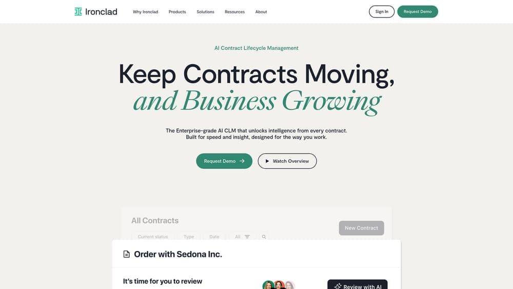 Screenshot of Ironclad website