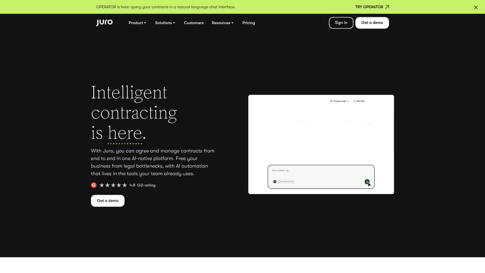 Screenshot of Juro website