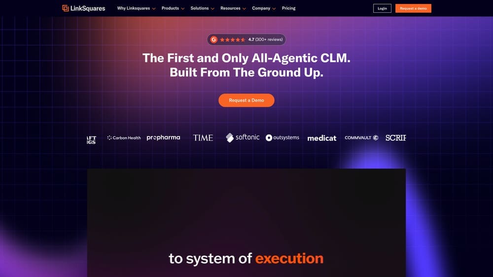 Screenshot of LinkSquares website