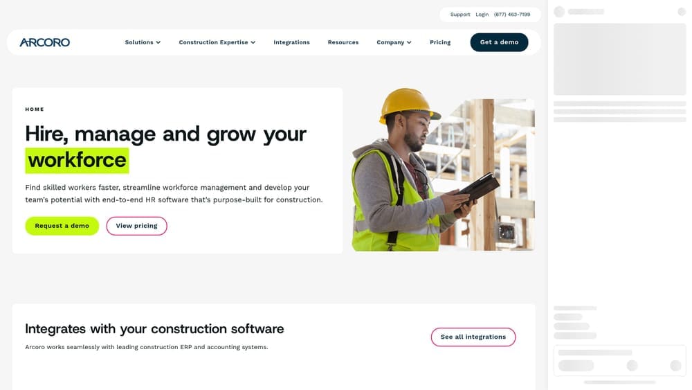 Screenshot of Arcoro website