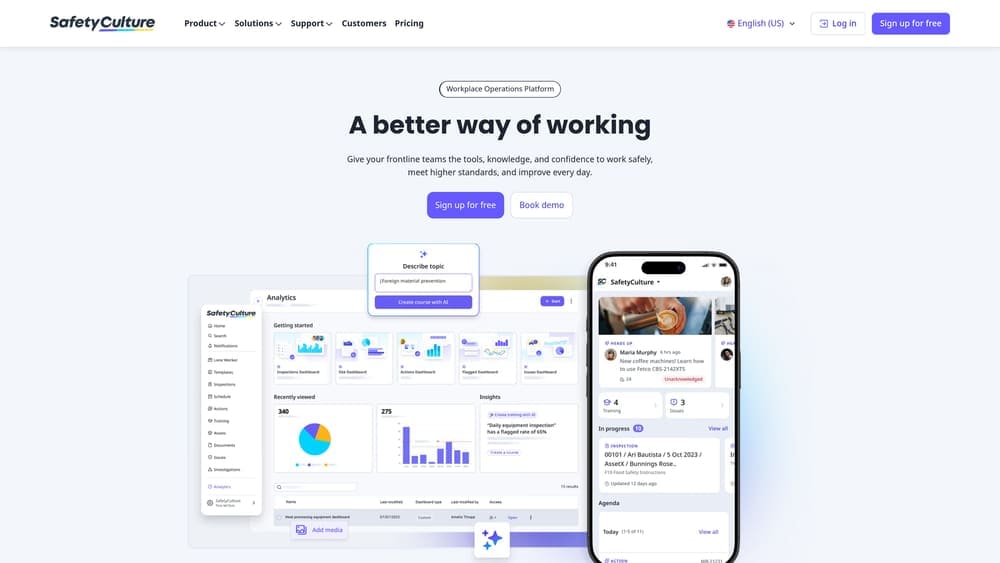 Screenshot of SafetyCulture (iAuditor) website