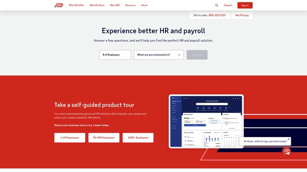 Screenshot of ADP TotalSource website