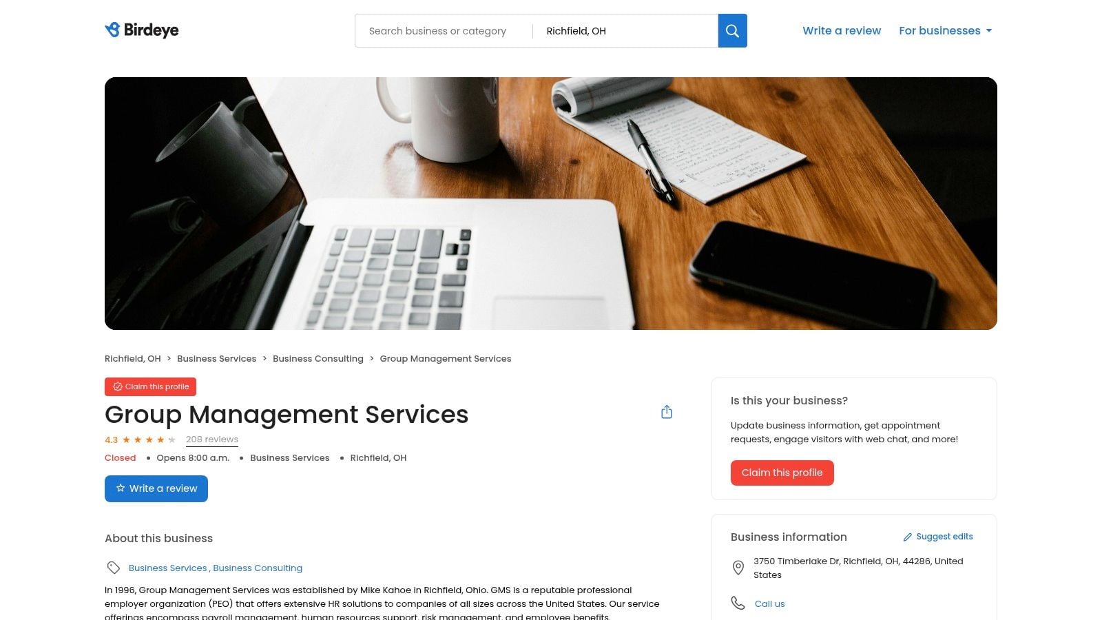 Birdeye – Group Management Services (Richfield, OH)