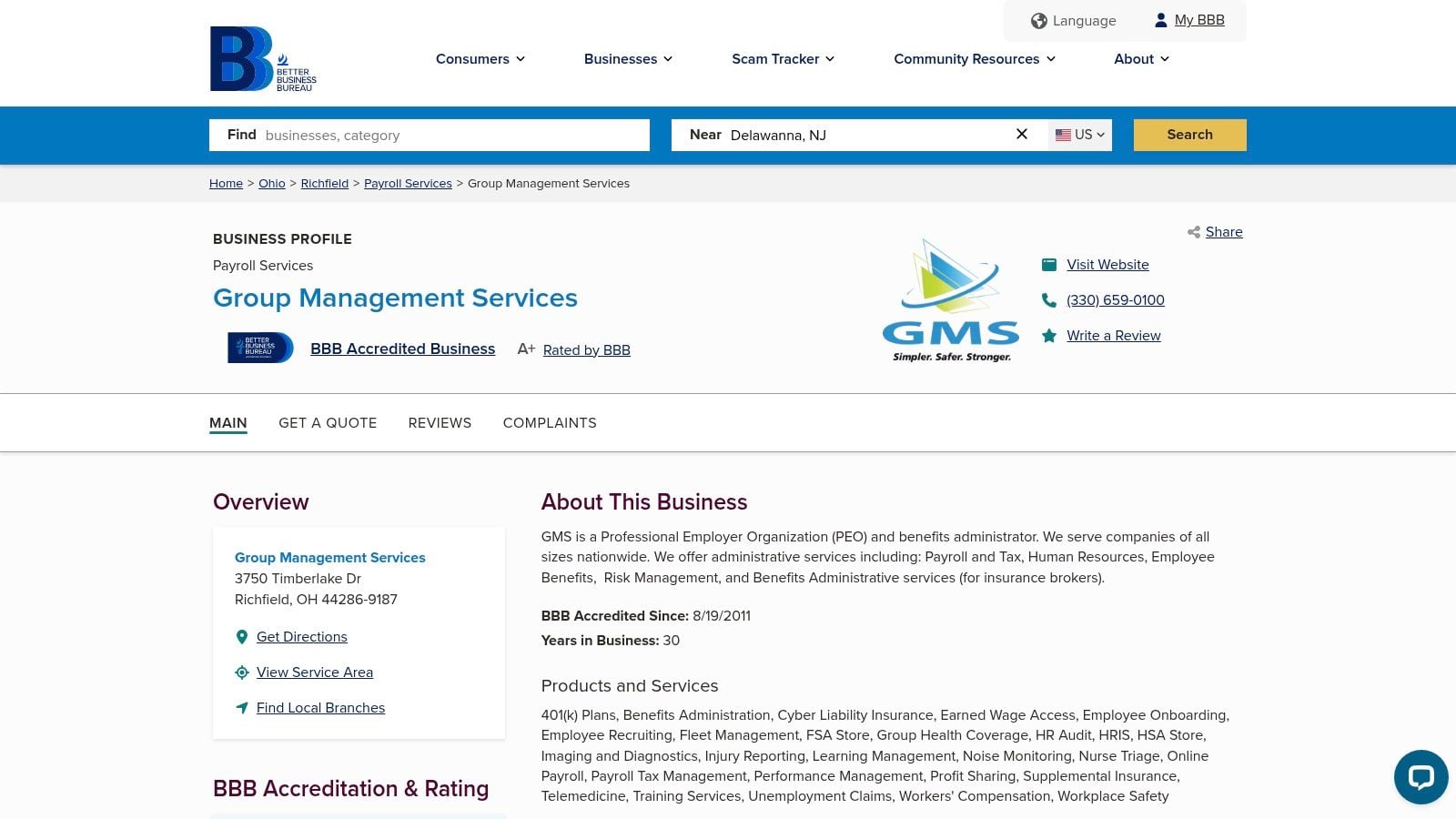 Better Business Bureau (Group Management Services - Richfield, OH)