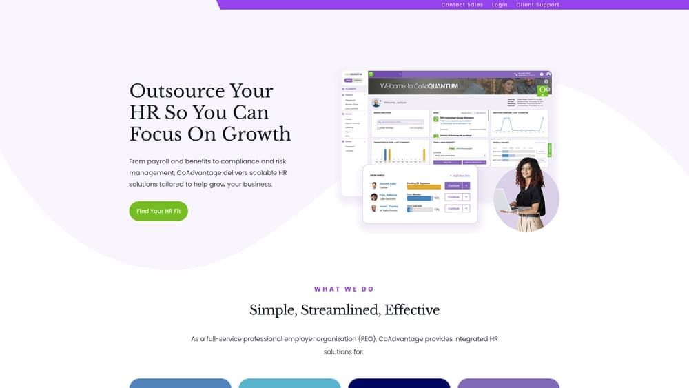Screenshot of CoAdvantage website