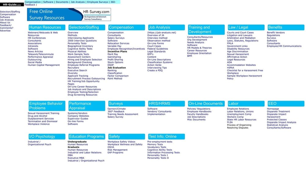 Screenshot of HR Guide website