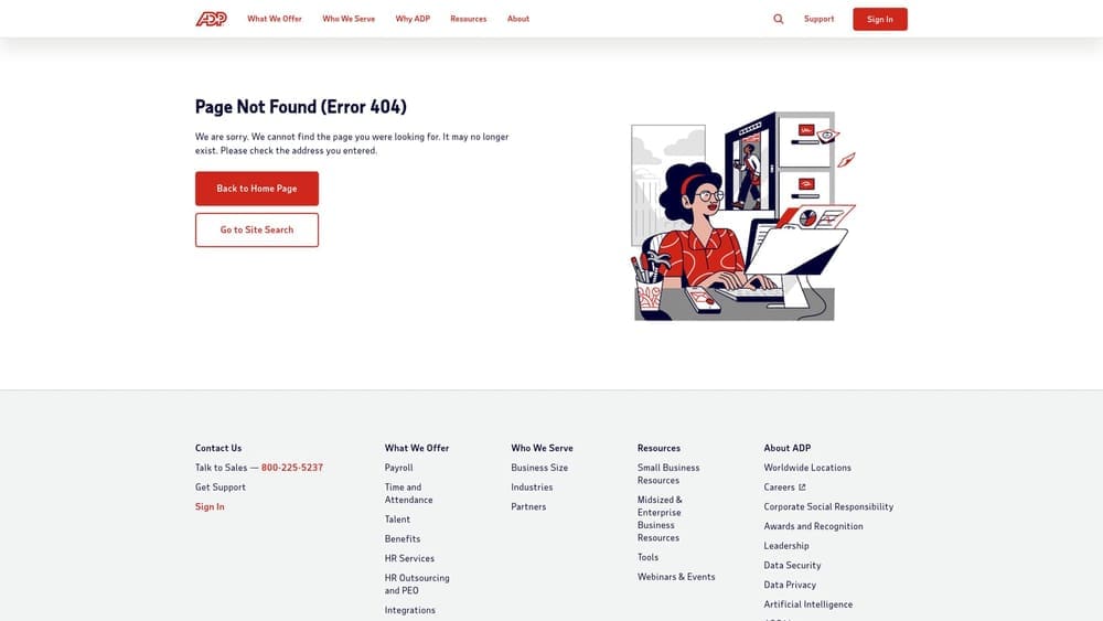 Screenshot of ADP TotalSource website