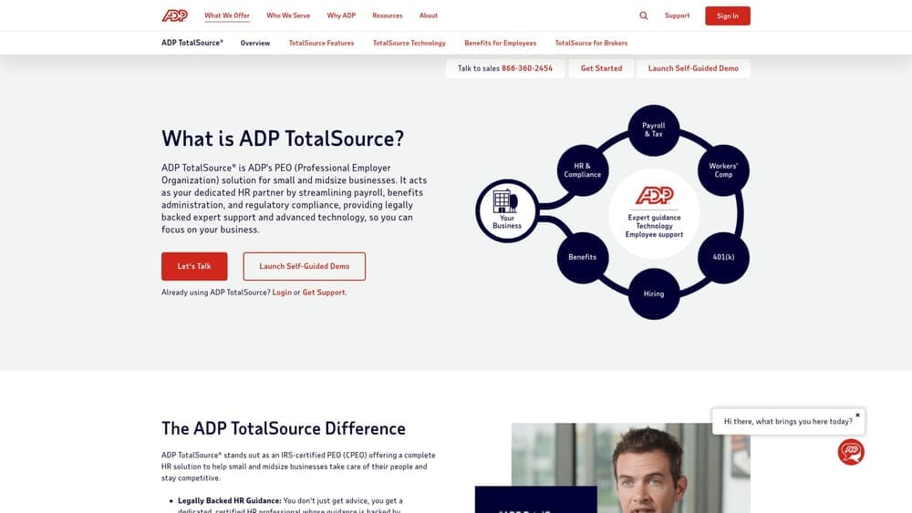 Screenshot of ADP TotalSource website