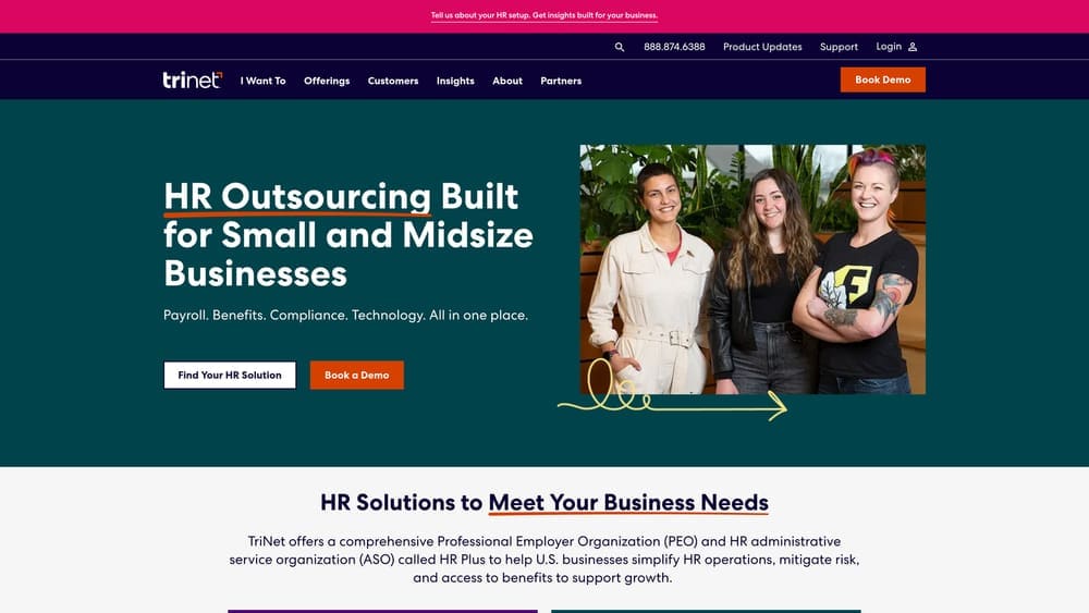 Screenshot of TriNet website