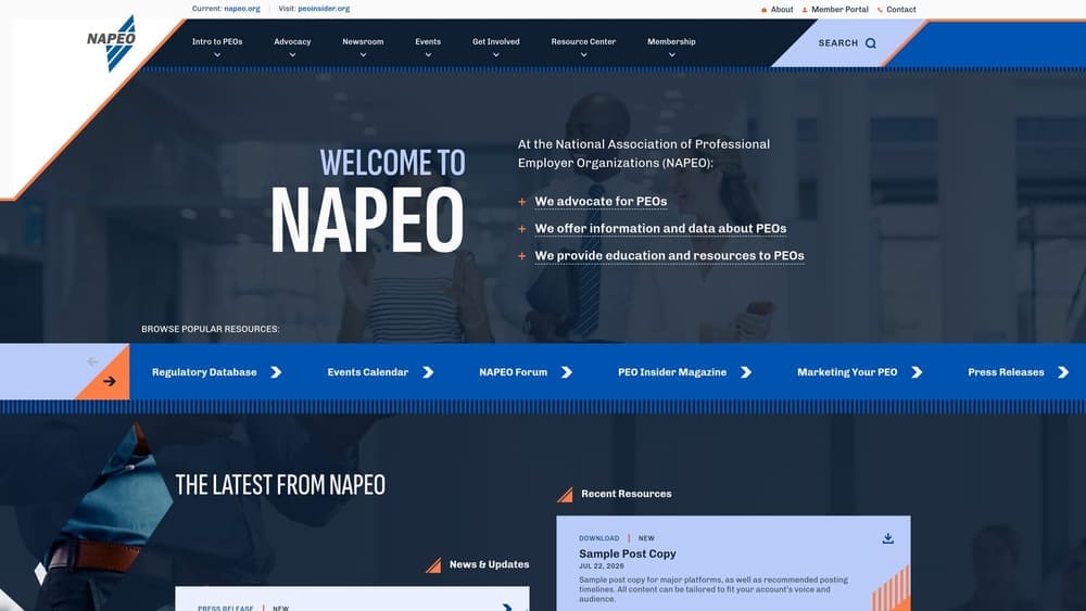 Screenshot of NAPEO website