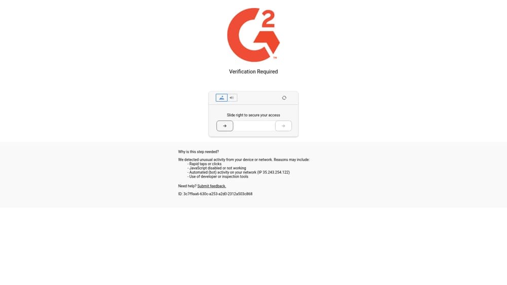 Screenshot of G2 website