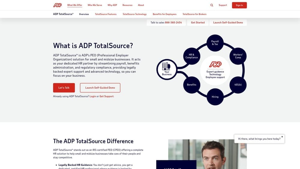 Screenshot of ADP TotalSource website