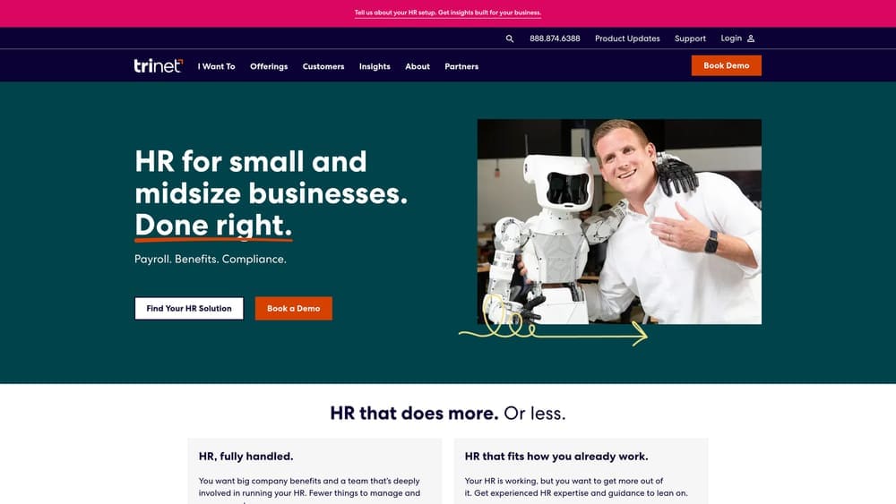 Screenshot of TriNet website