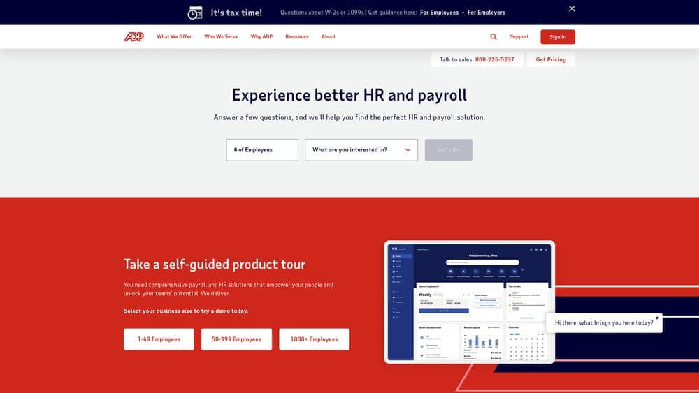 Screenshot of ADP TotalSource website