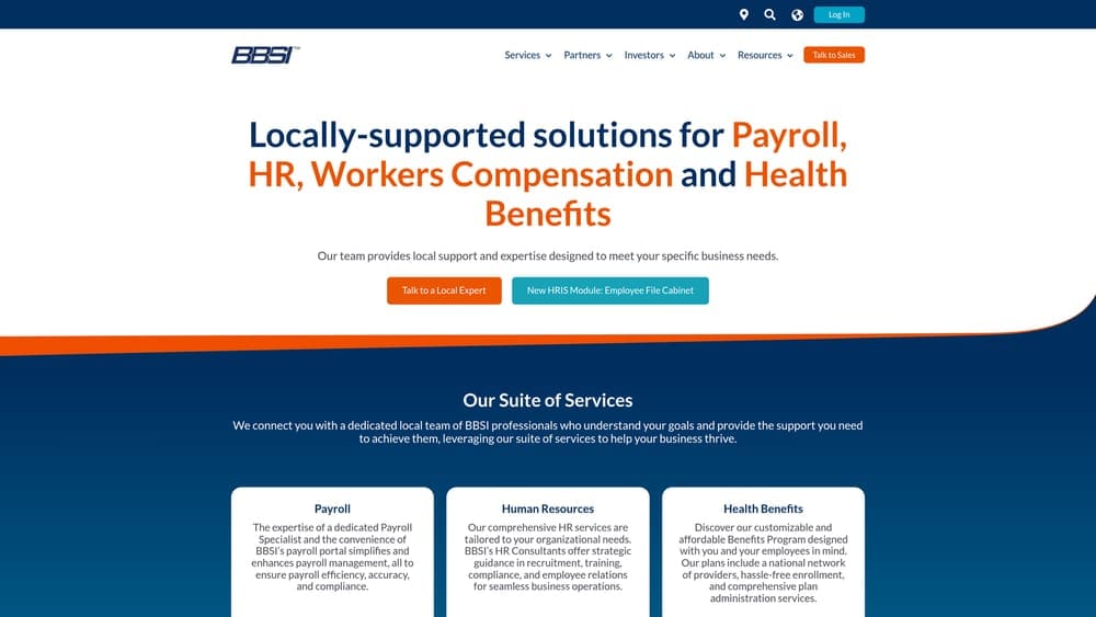 Screenshot of BBSI website