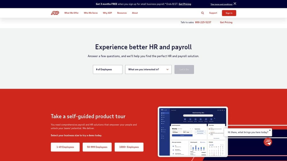 Screenshot of ADP TotalSource website