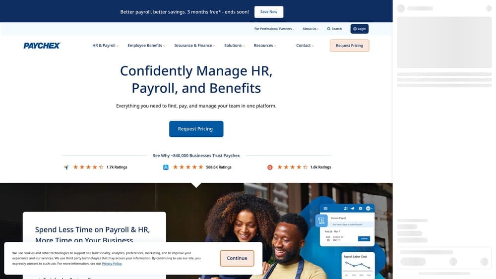 Screenshot of Oasis (a Paychex Company) website