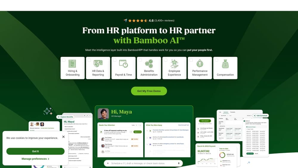Screenshot of BambooHR website
