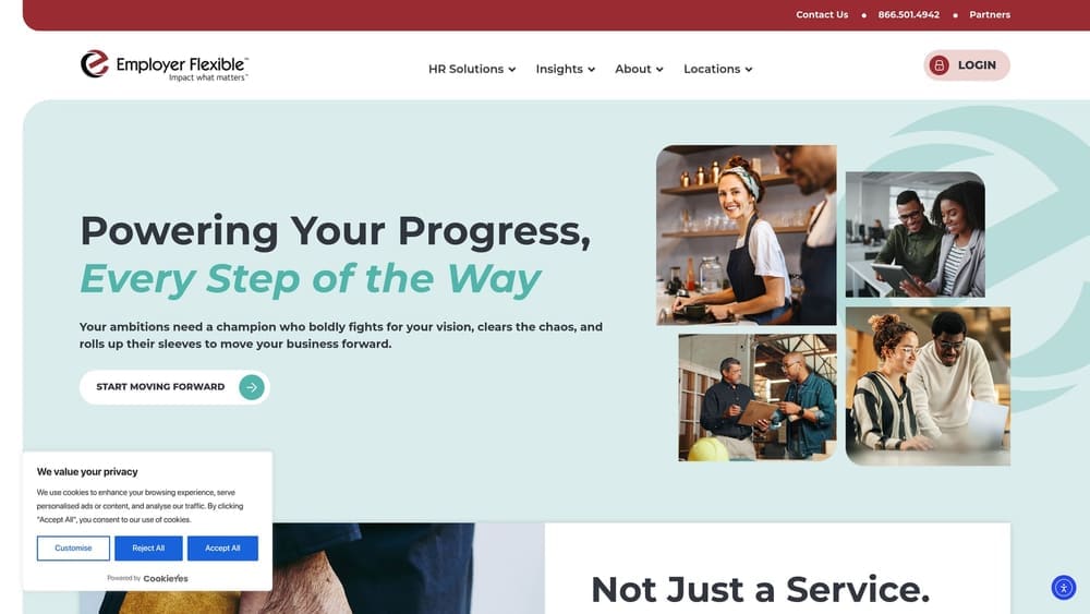 Screenshot of Employer Flexible website
