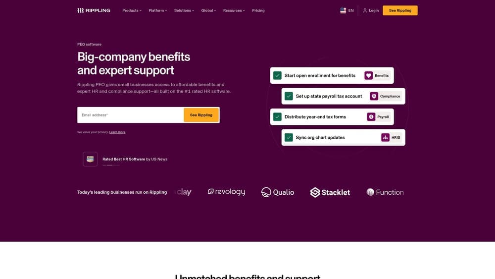 Screenshot of Rippling website