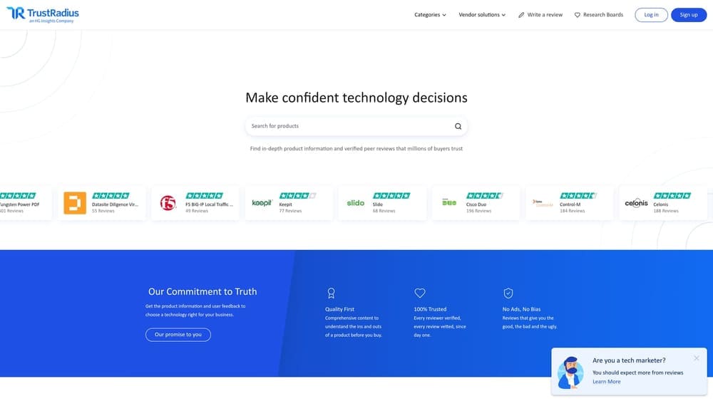 Screenshot of TrustRadius website