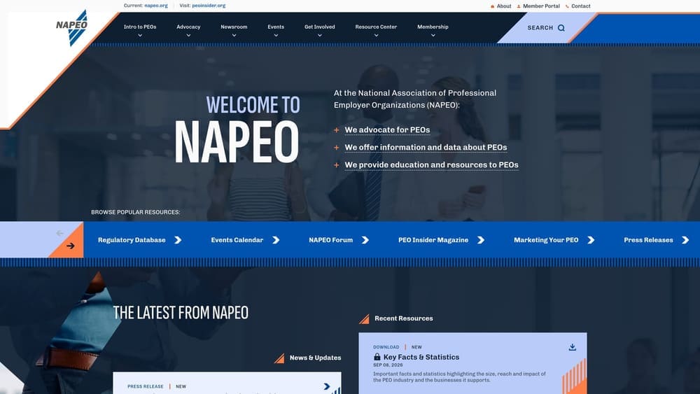 Screenshot of NAPEO PEO Directory website