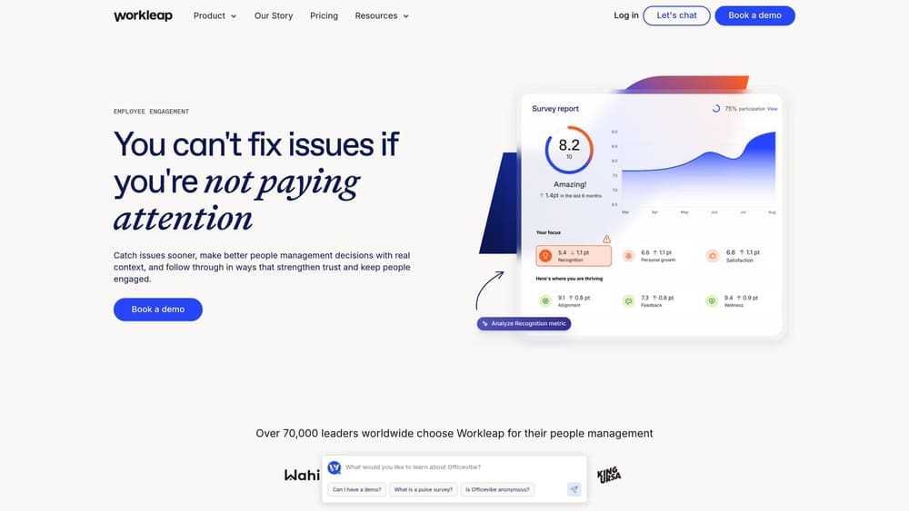 Screenshot of Officevibe (Workleap) website