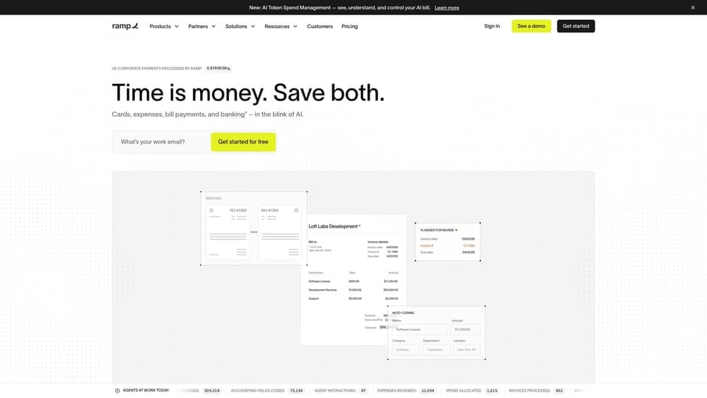 Screenshot of Ramp website
